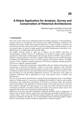 A Robot Application for Analysis, Survey and Conservation of Historical Architectures