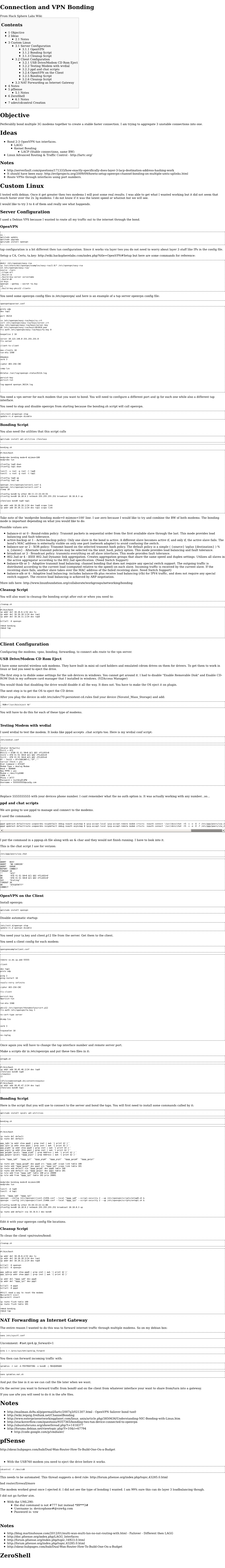 Connection and VPN Bonding Objective Ideas Custom Linux