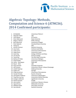 Algebraic Topology: Methods, Computation and Science 6 (ATMCS6)