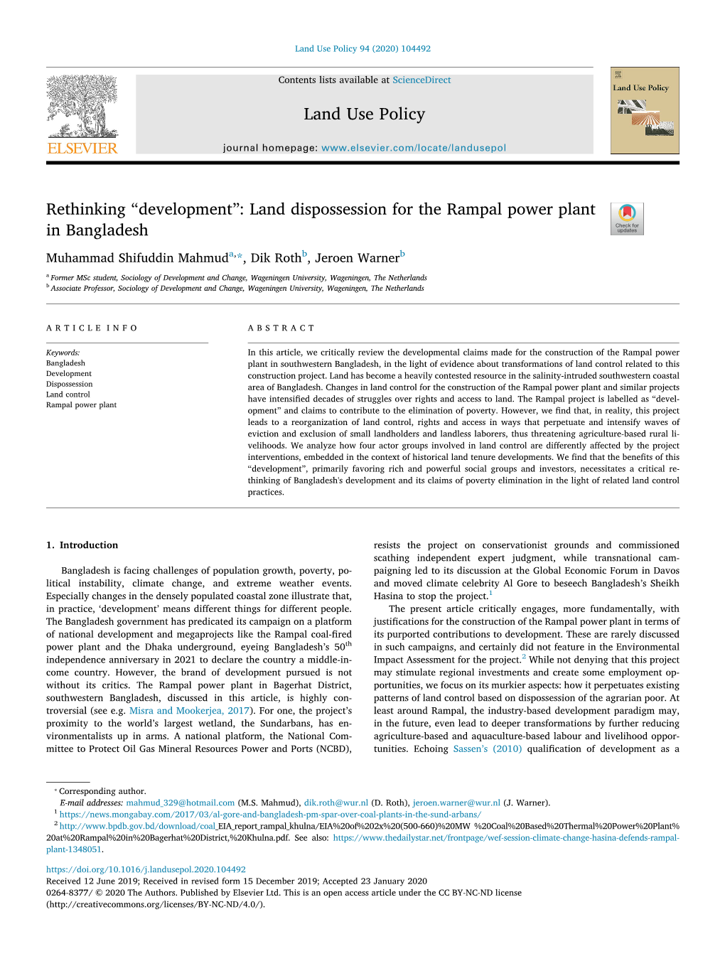 Land Dispossession for the Rampal Power Plant in Bangladesh