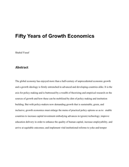 Fifty Years of Growth Economics