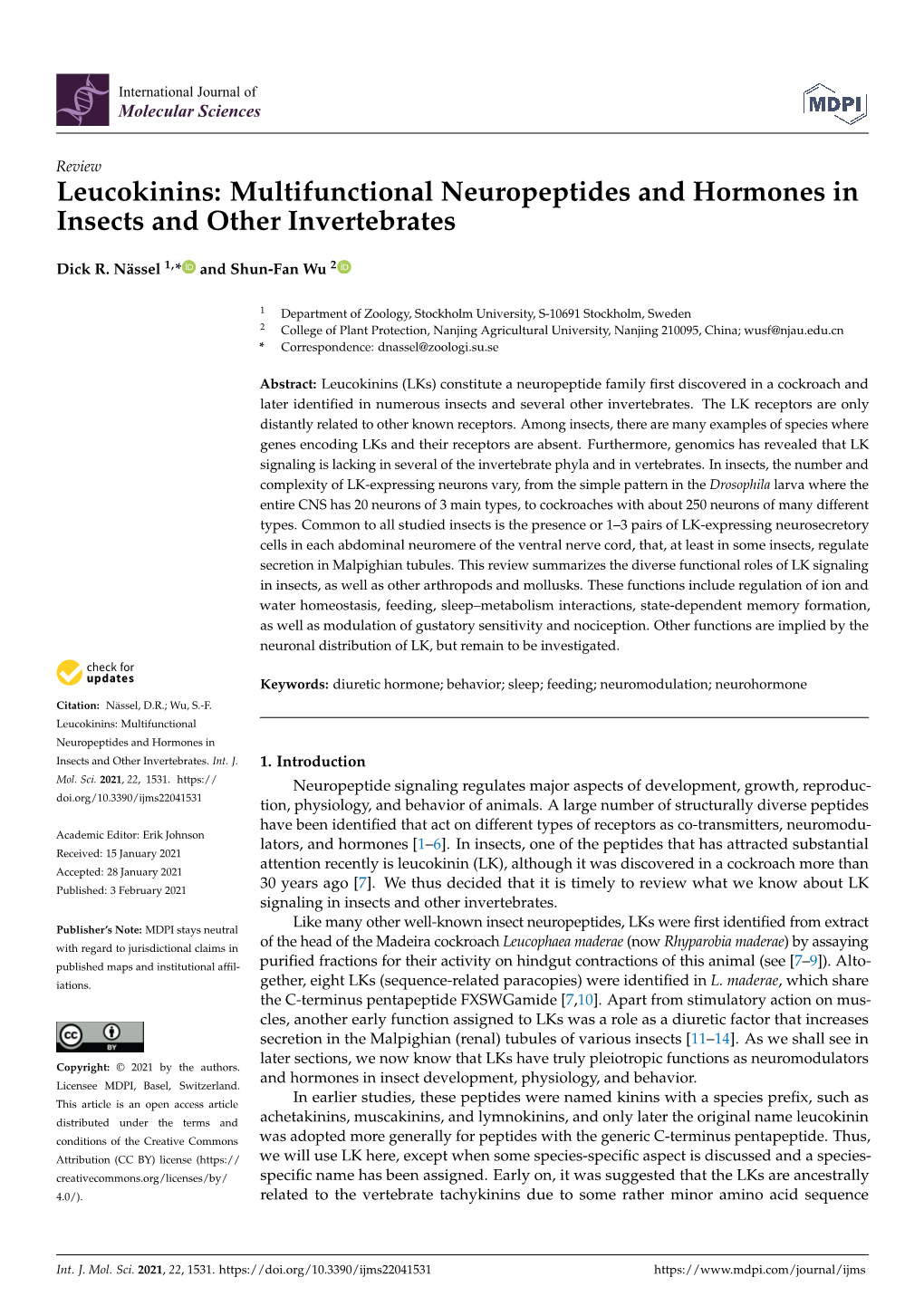 Multifunctional Neuropeptides and Hormones in Insects and Other Invertebrates