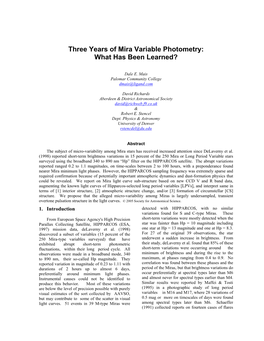 A Paper for the Society for Astronomical Sciences