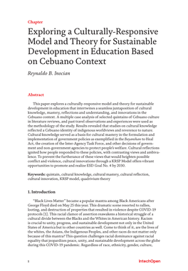 Exploring a Culturally-Responsive Model and Theory for Sustainable Development in Education Based on Cebuano Context Reynaldo B