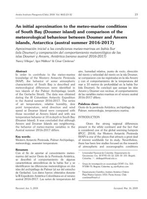 An Initial Aproximation to the Meteo-Marine Conditions of South