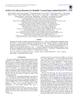 ALMA [C II] 158 Μm Detection of a Redshift 7 Lensed Galaxy Behind RX J1347.1−1145