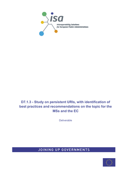 Study on Persistent Uris, with Identification of Best Practices and Recommendations on the Topic for the Mss and the EC