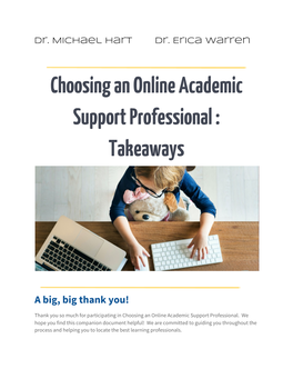 Choosing an Online Academic Support Professional : Takeaways