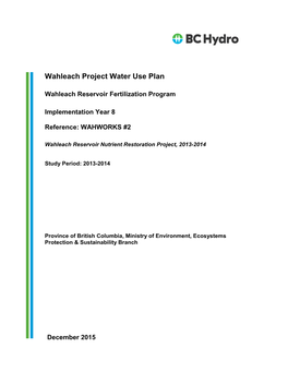 Wahleach Reservoir Fertilization Program