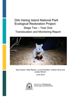 Dirk Hartog Island National Park Ecological Restoration Project: Stage Two – Year One Translocation and Monitoring Report