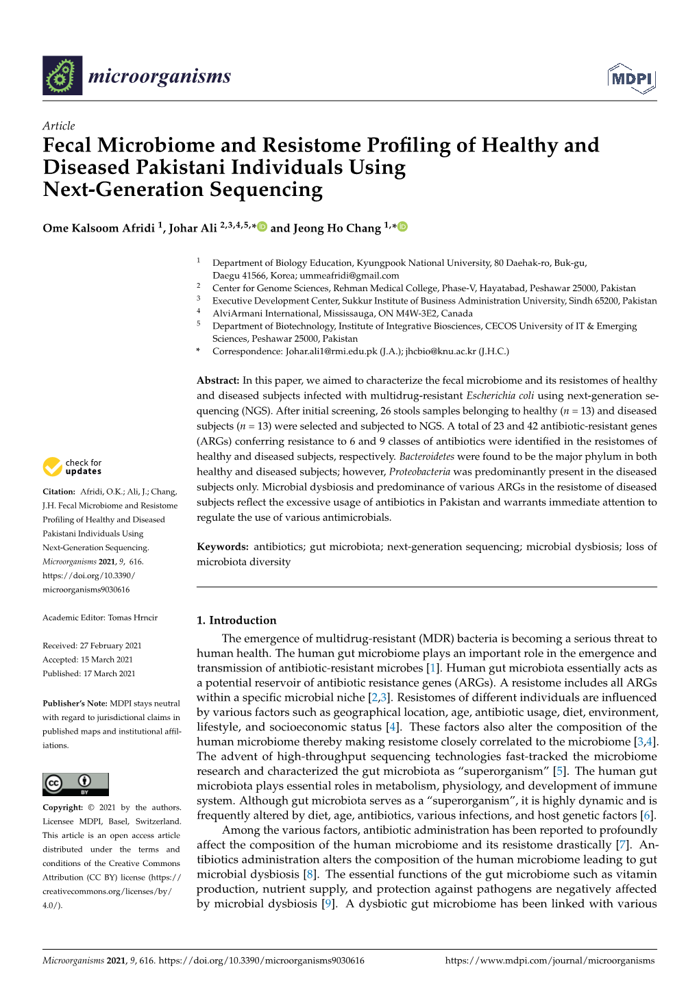 Fecal Microbiome and Resistome Profiling of Healthy and Diseased