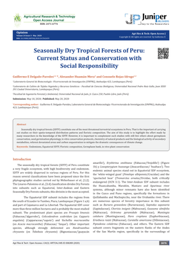 Seasonally Dry Tropical Forests of Peru: Current Status and Conservation with Social Responsibility