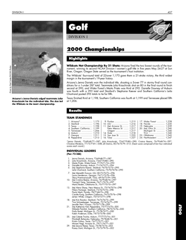 1999-00 NCAA Women's Golf Championships Records