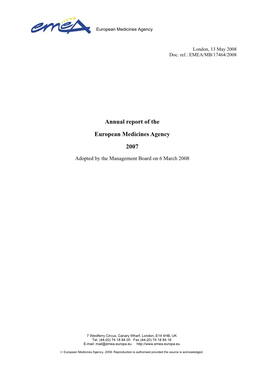 EMEA Annual Report 2007 EMEA/MB/17464/2008 2.4, CURRENT Page 2/138 6