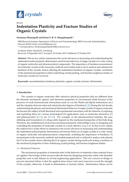 Indentation Plasticity and Fracture Studies of Organic Crystals