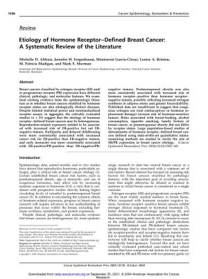 Etiology of Hormone Receptor–Defined Breast Cancer: a Systematic Review of the Literature