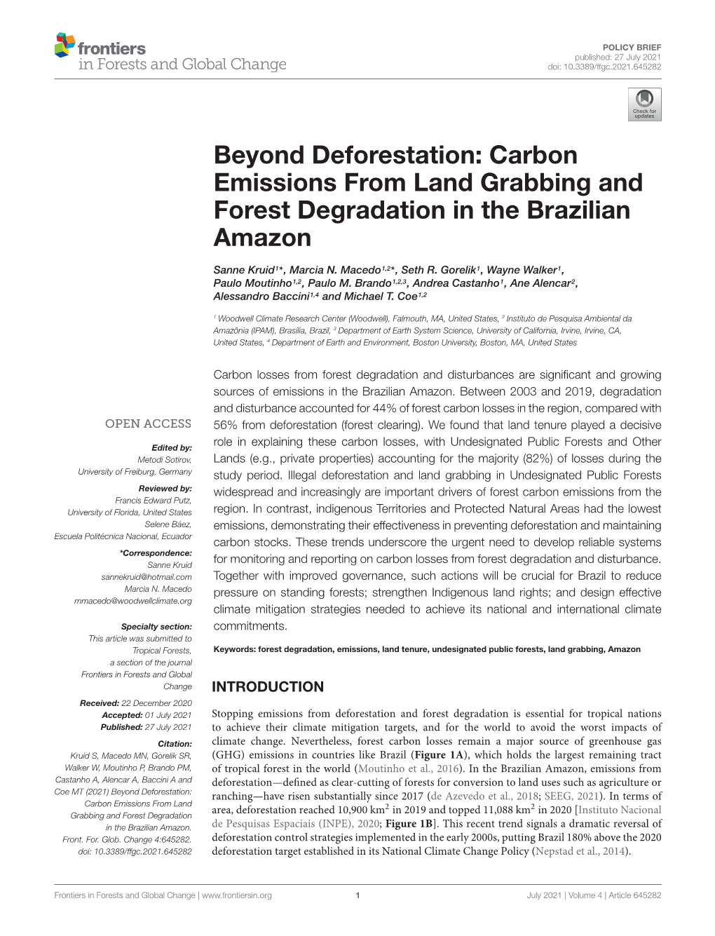 Beyond Deforestation: Carbon Emissions from Land Grabbing and Forest Degradation in the Brazilian Amazon