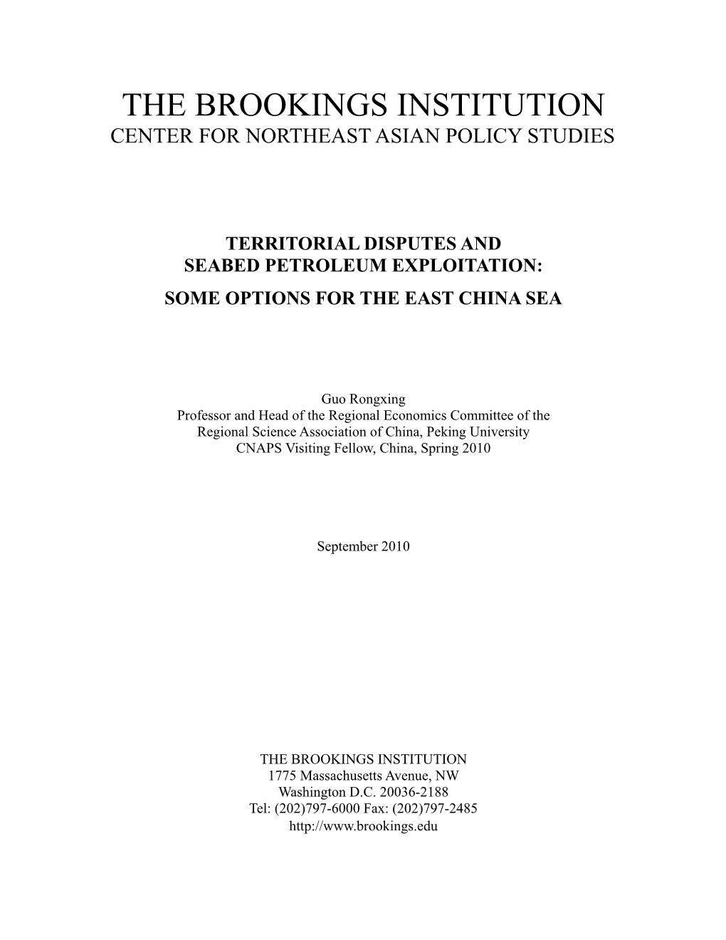 Some Options for the East China Sea