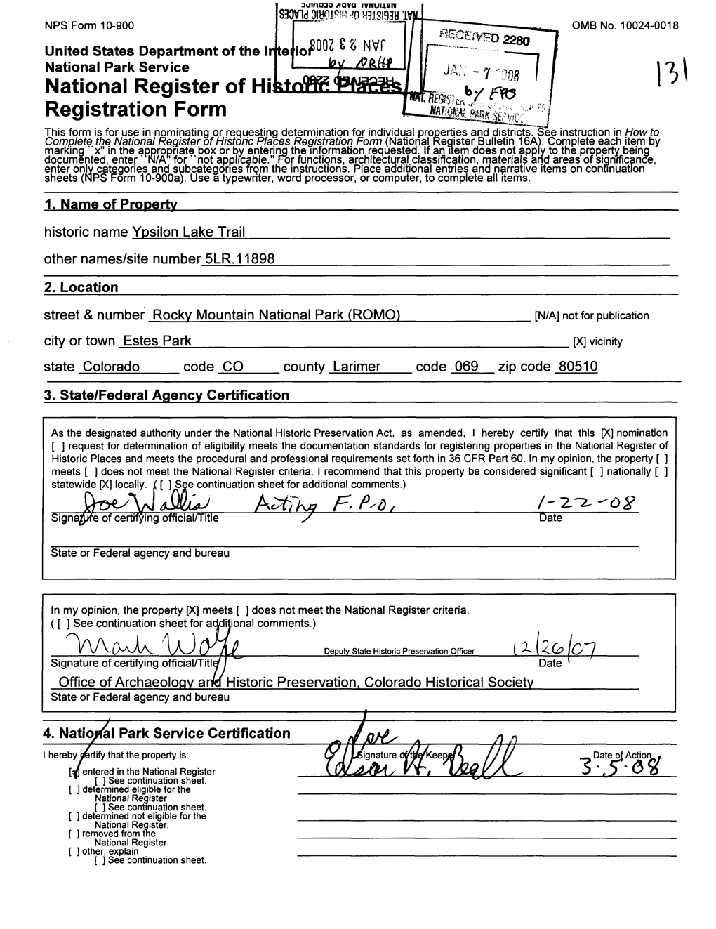 National Register of Hi Xio Registration Form