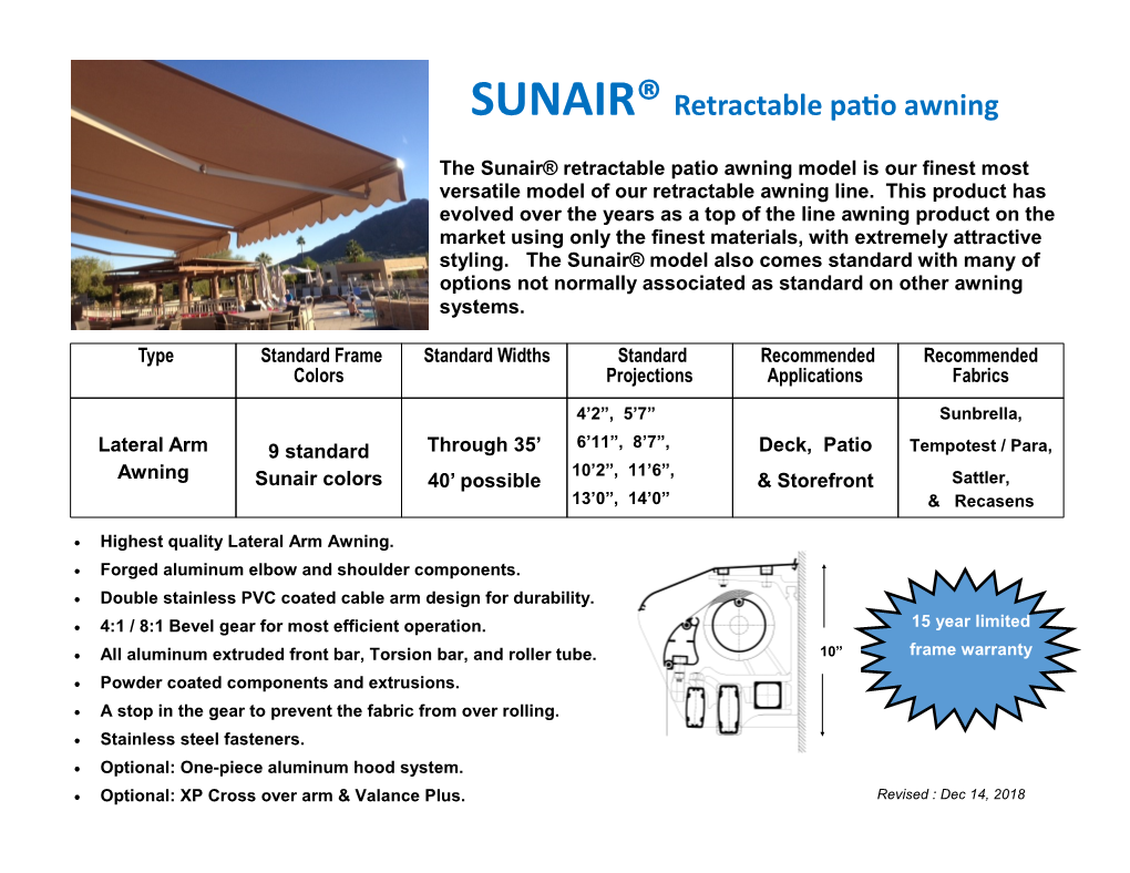 SUNAIR® Retractable Patio Awning