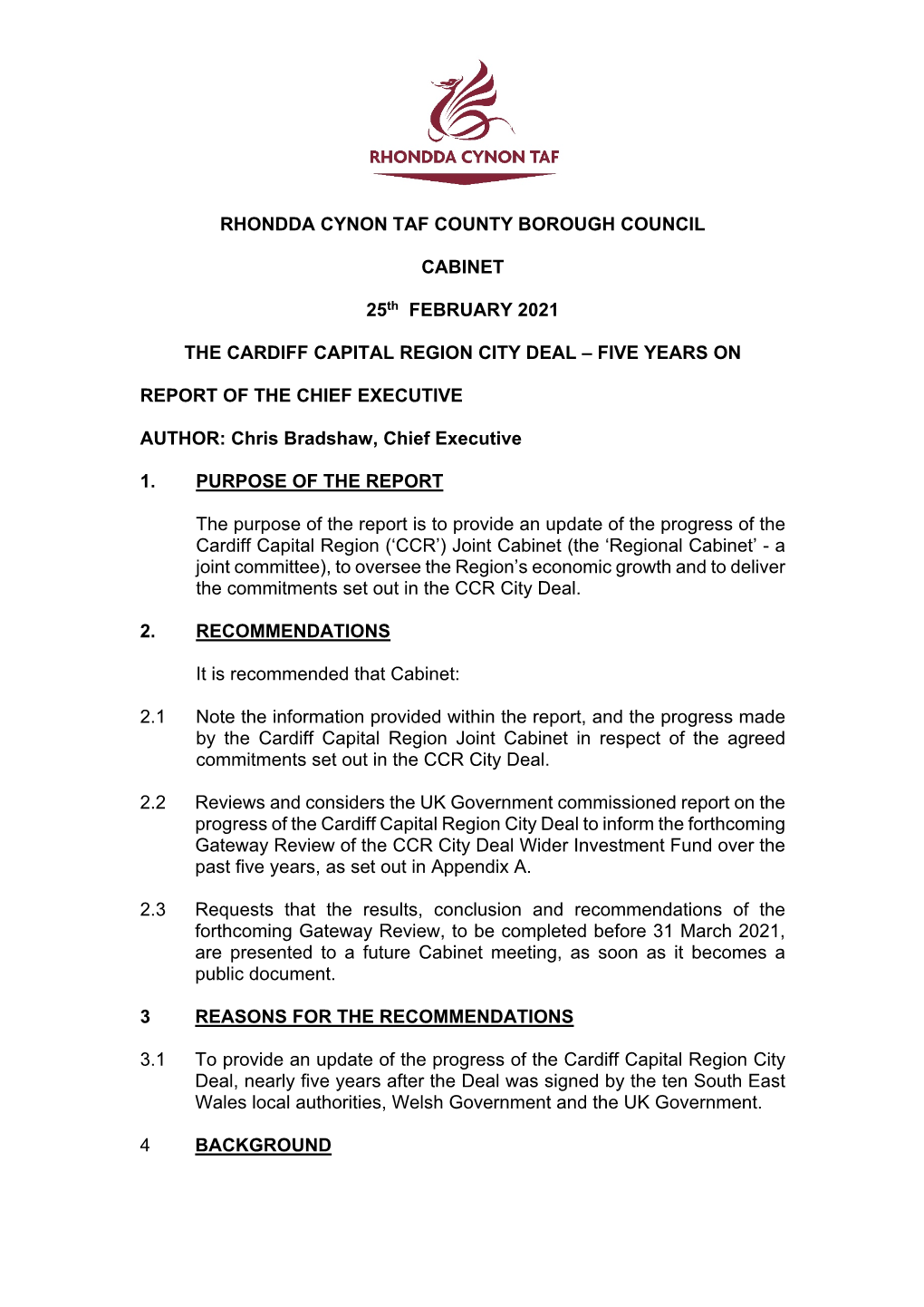 Rhondda Cynon Taf County Borough Council Cabinet