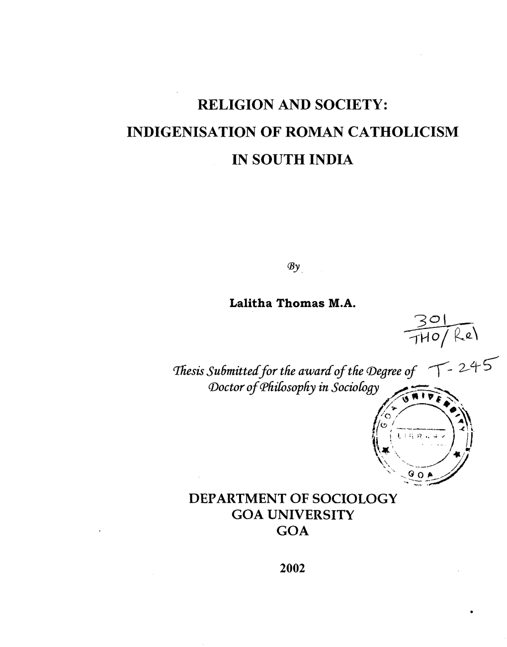 Indigenisation of Roman Catholicism in South India