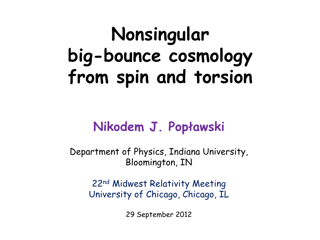 Nonsingular Big-Bounce Cosmology from Spin and Torsion