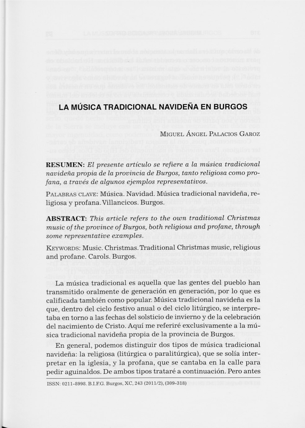 El Presente Artículo Se Refiere a La Música Tradicional