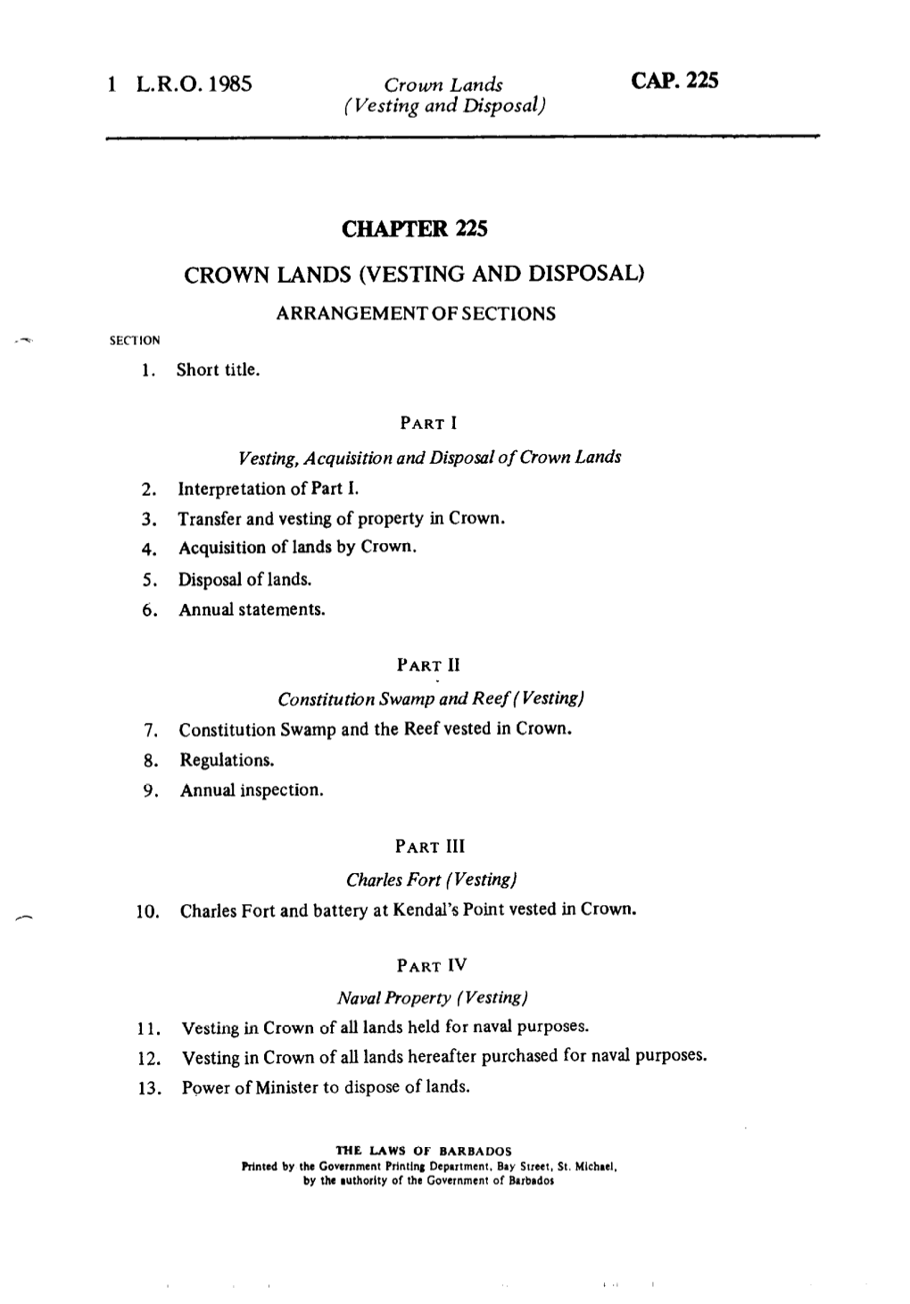 CAP. 225 Crown Lands (Vesting and Disposal) 6