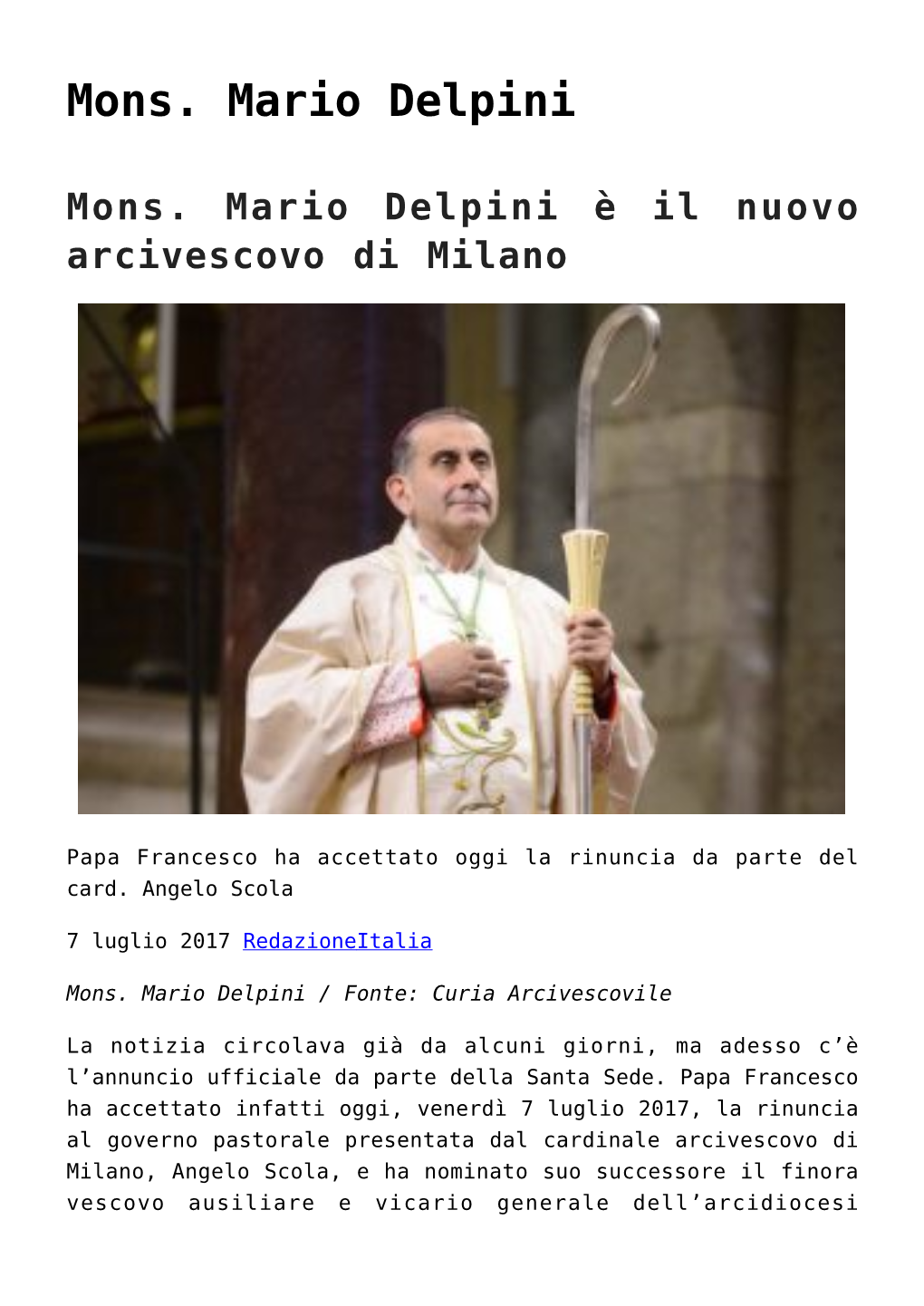 Mons. Mario Delpini