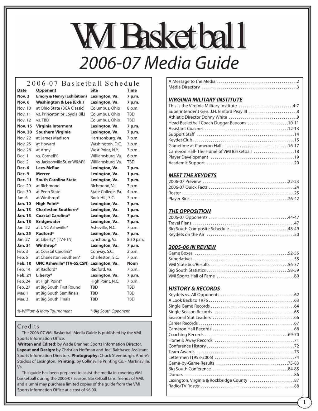 2006-07 Media Guide