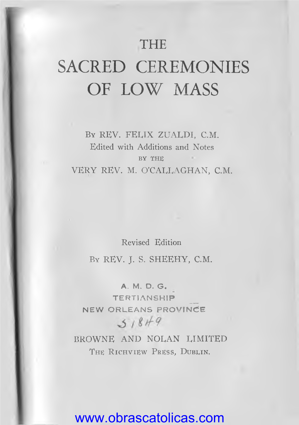 Sacred Ceremonies Oe Low Mass