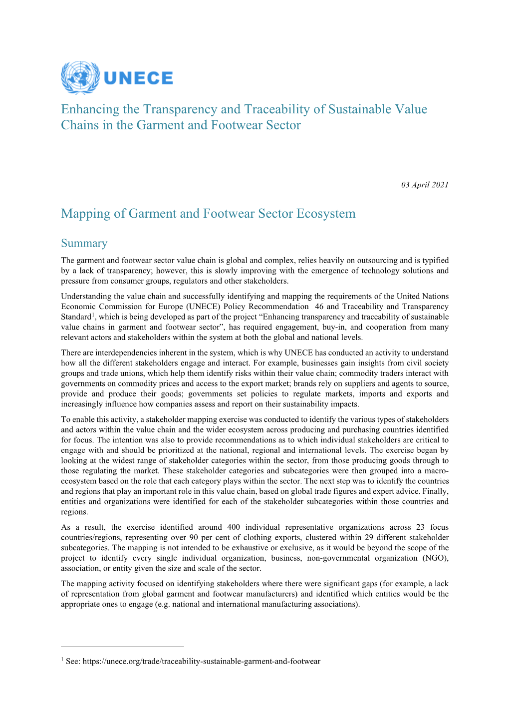 Mapping of Garment and Footwear Sector Ecosystem