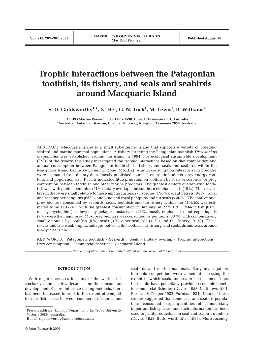 Trophic Interactions Between the Patagonian Toothfish, Its Fishery, and Seals and Seabirds Around Macquarie Island