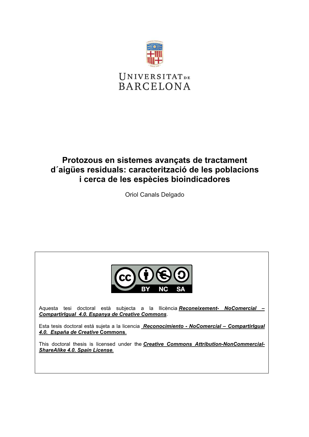 Protozous En Sistemes Avançats De Tractament D´Aigües Residuals: Caracterització De Les Poblacions I Cerca De Les Espècies Bioindicadores