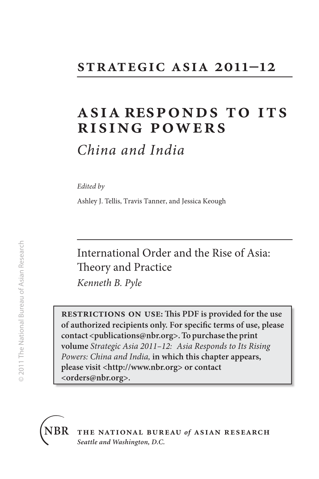 International Order and the Rise of Asia: History and Theory Kenneth B