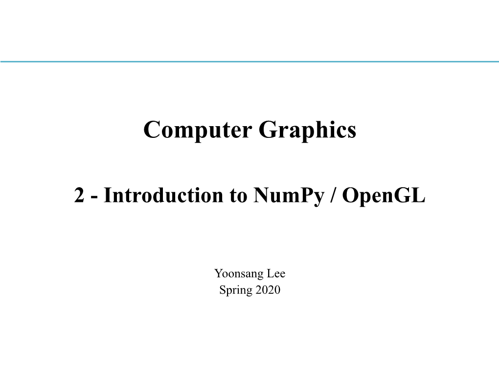 Introduction to Numpy / Opengl