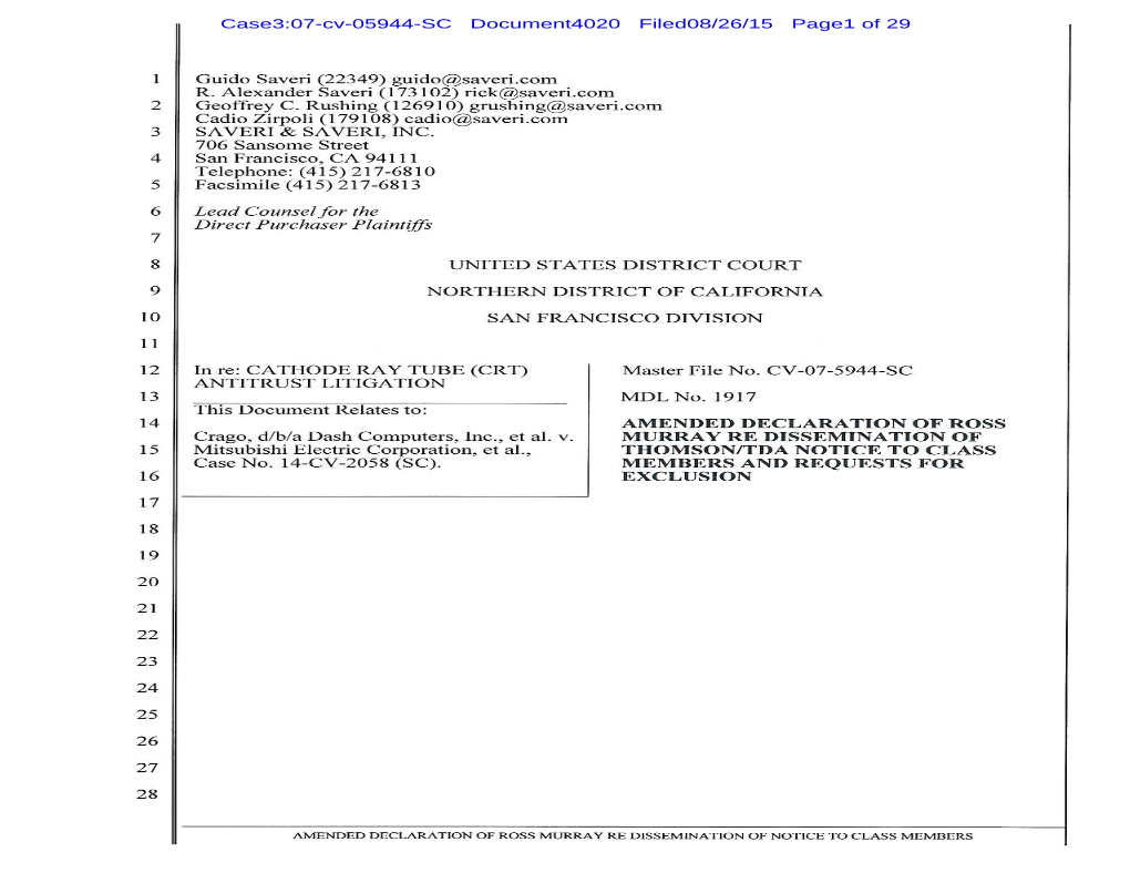 Case3:07-Cv-05944-SC Document4020 Filed08/26/15