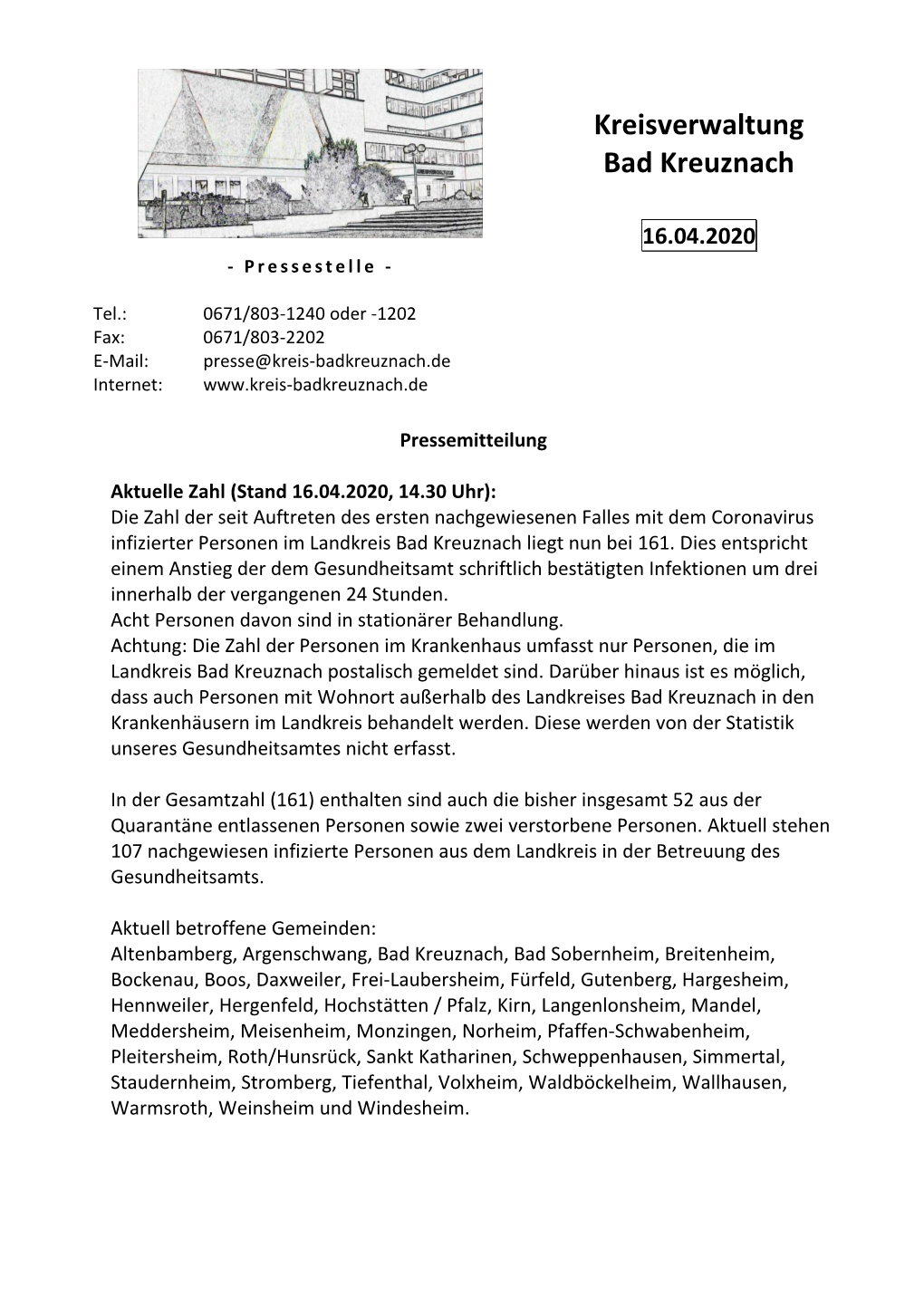 Kreisverwaltung Bad Kreuznach 16.04.2020