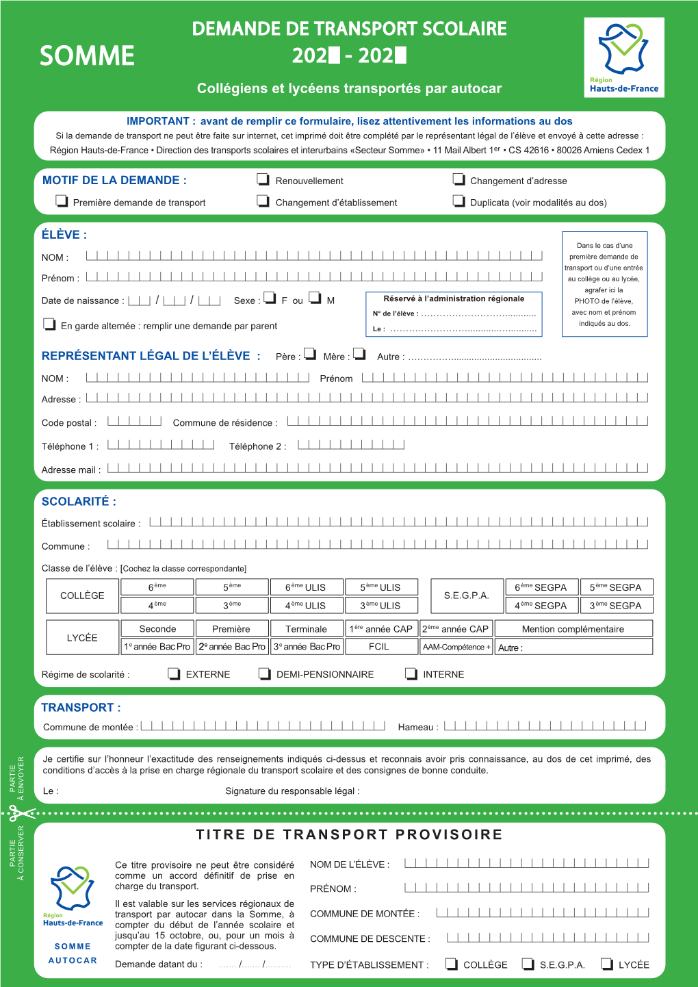 Demande De Transport Scolaire 202 - 22002