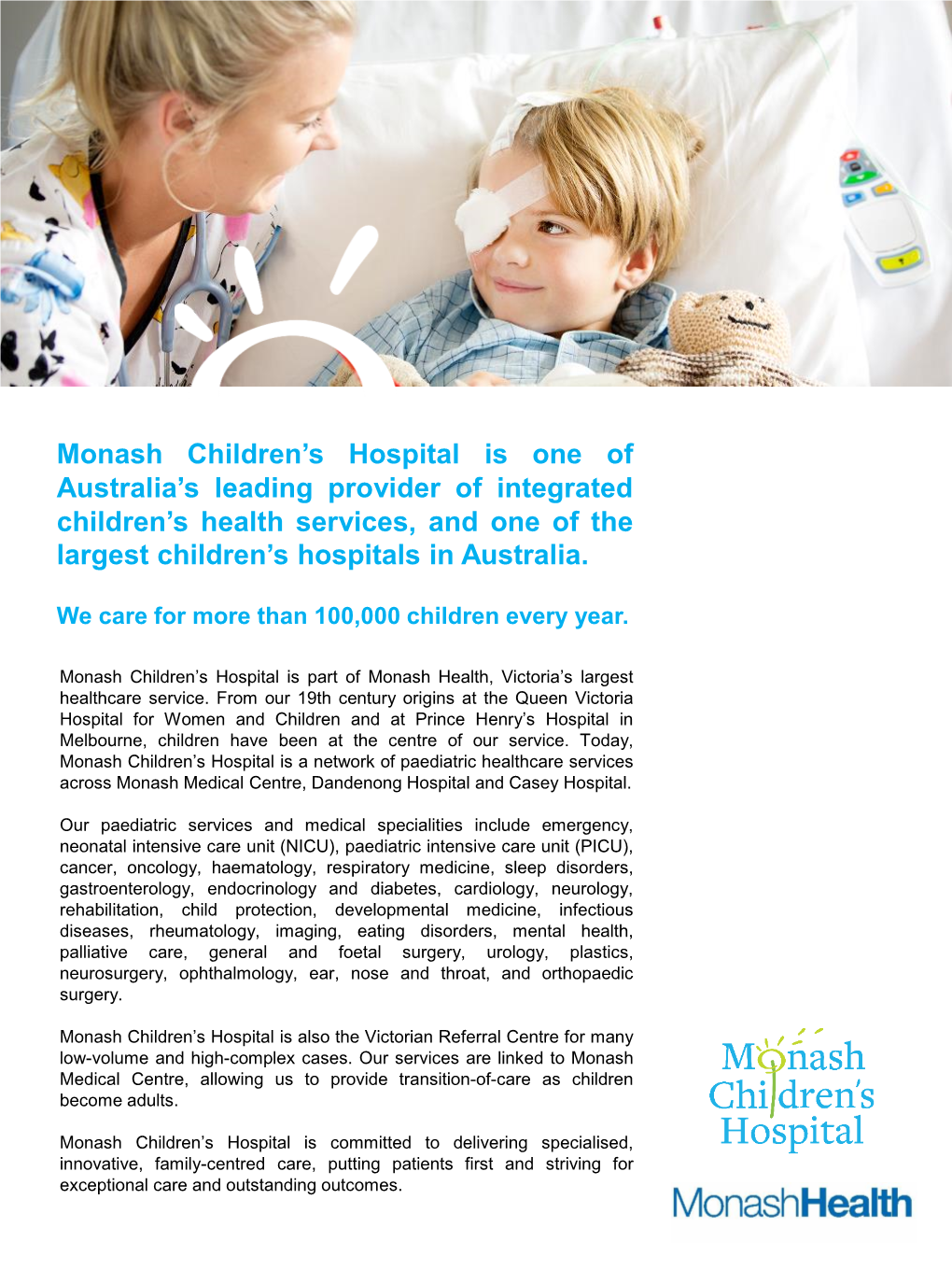 Monash Children's Hospital Fast Facts 15-16