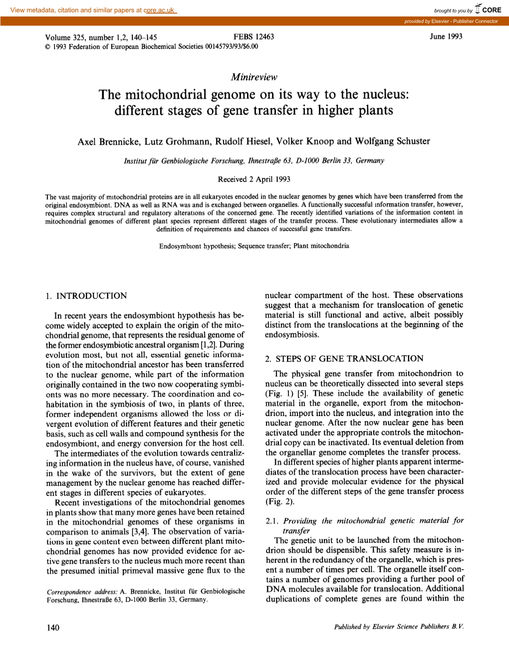 Different Stages of Gene Transfer in Higher Plants