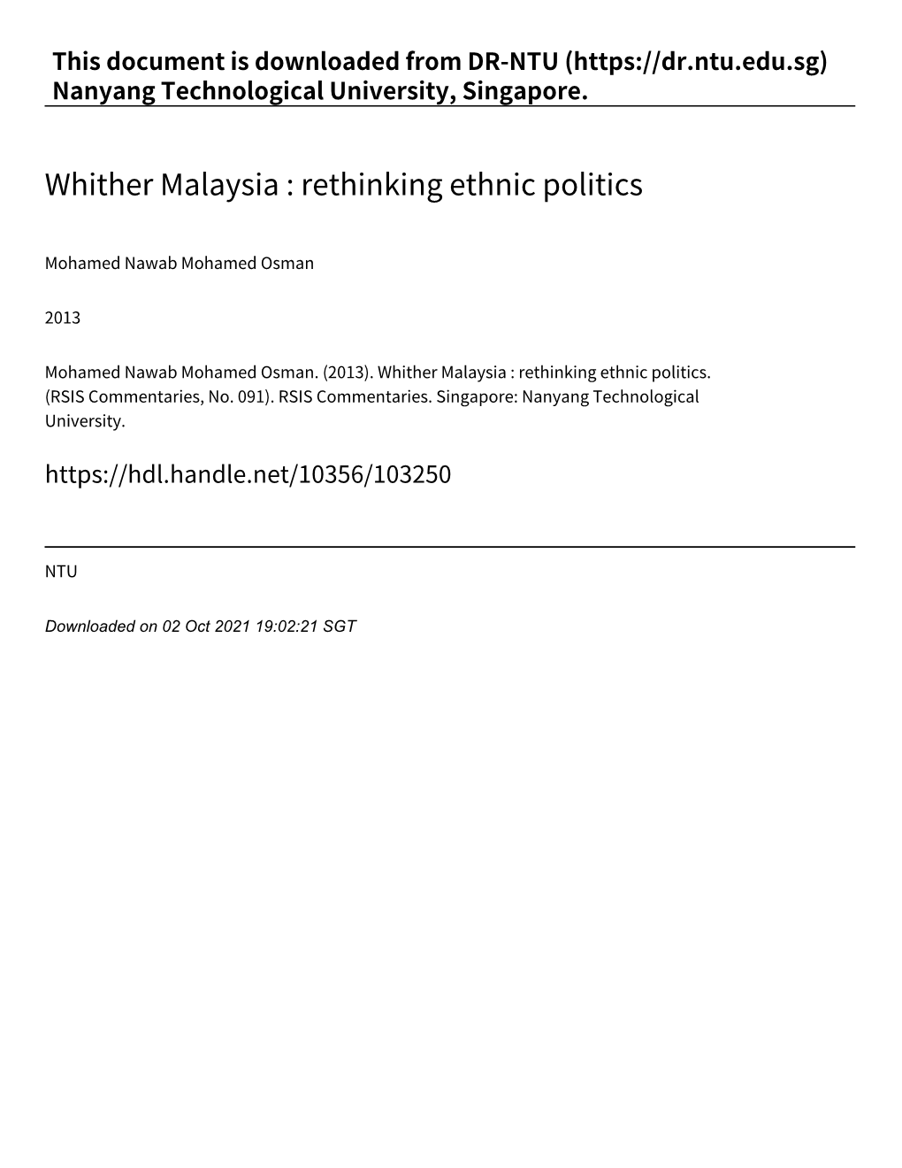 Rethinking Ethnic Politics