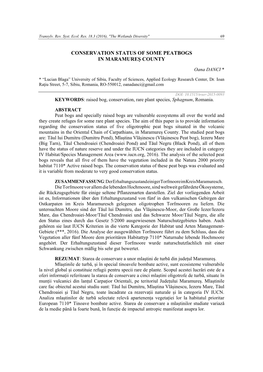 Conservation Status of Some Peatbogs in Maramureş County