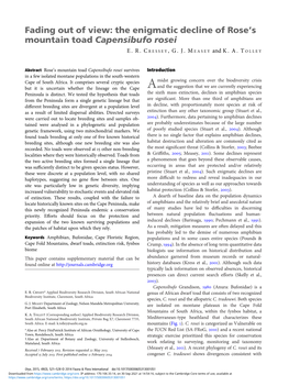 The Enigmatic Decline of Rose's Mountain Toad Capensibufo Rosei