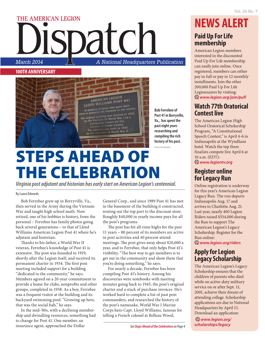 Steps Ahead of the Celebration on Page 4 Scholarships/Legacy 2