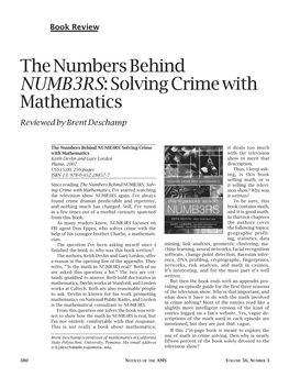 The Numbers Behind NUMB3RS: Solving Crime with Mathematics Reviewed by Brent Deschamp