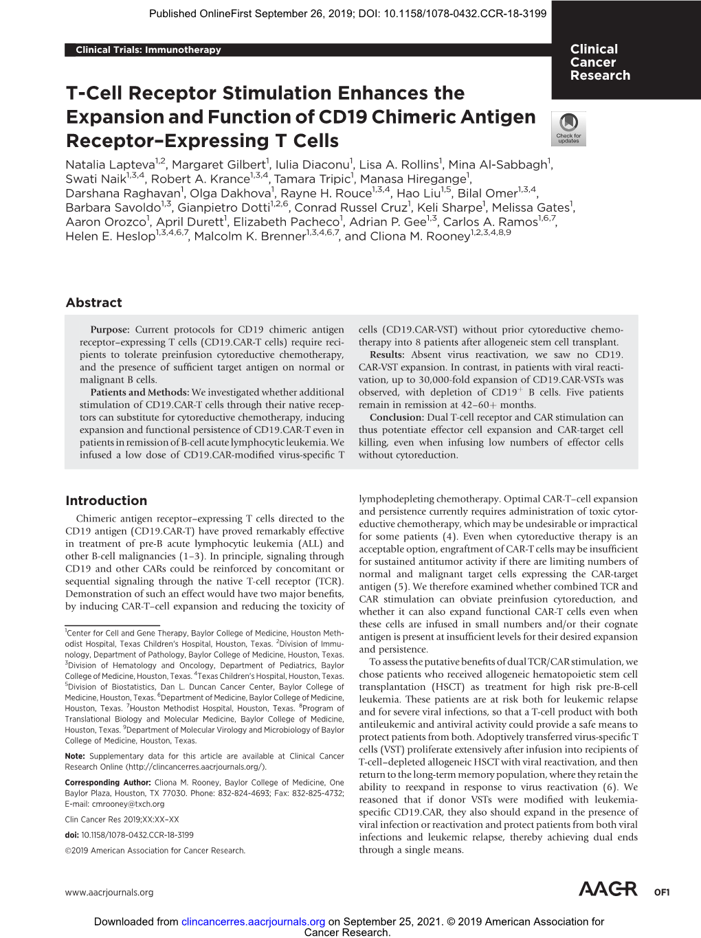 T-Cell Receptor Stimulation Enhances the Expansion and Function Of