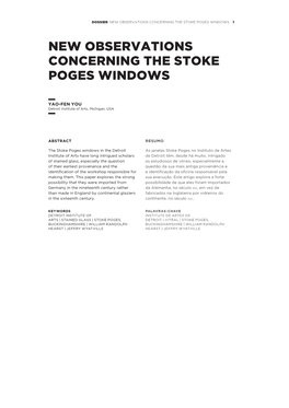 New Observations Concerning the Stoke Poges Windows 1