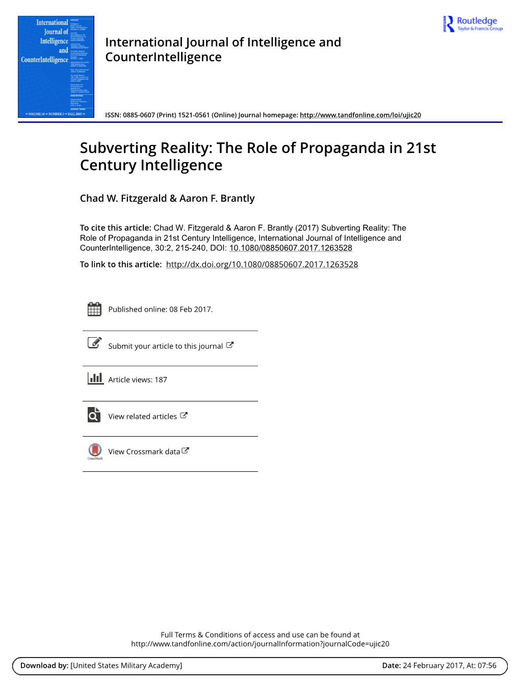 The Role of Propaganda in 21St Century Intelligence